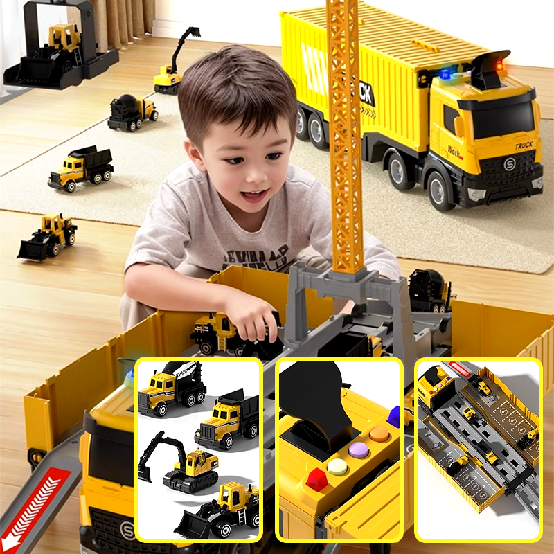 BuildoMax | Set da gioco cantiere con camion container, veicoli e torre, dai 4 anni
