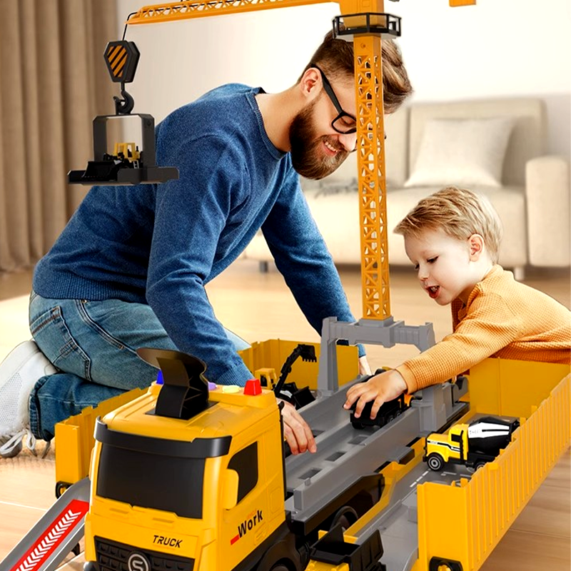 BuildoMax | Set da gioco cantiere con camion container, veicoli e torre, dai 4 anni