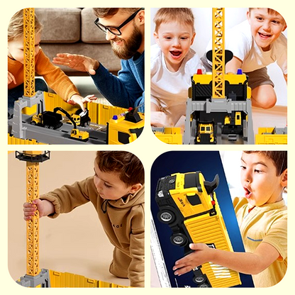 BuildoMax | Set da gioco cantiere con camion container, veicoli e torre, dai 4 anni