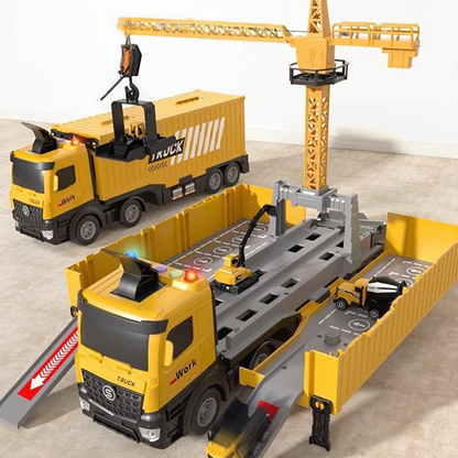 BuildoMax | Set da gioco cantiere con camion container, veicoli e torre, dai 4 anni