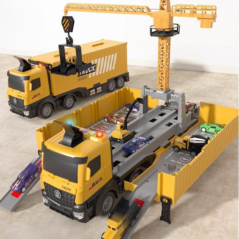 BuildoMax | Set da gioco cantiere con camion container, veicoli e torre, dai 4 anni