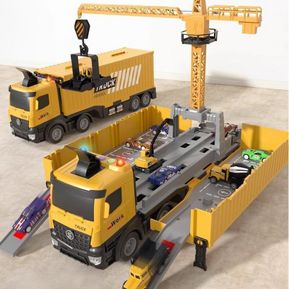 BuildoMax | Set da gioco cantiere con camion container, veicoli e torre, dai 4 anni