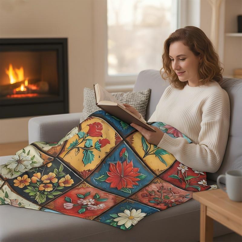 Blumari | Flanell Kuscheldecke mit Blumenmuster, waschbar, in 6 Größen