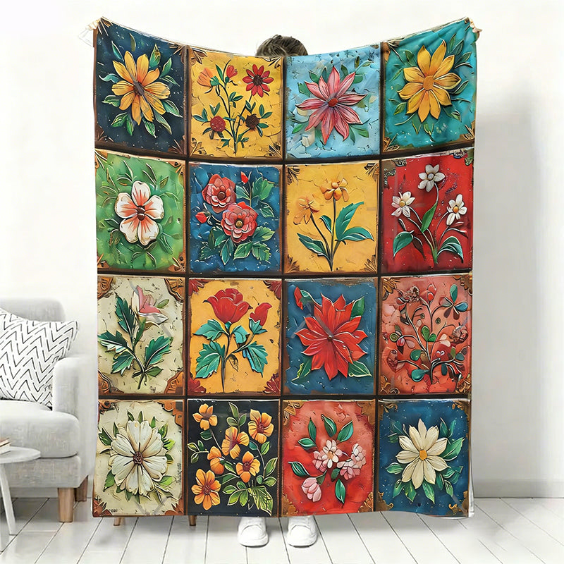 Blumari | Flanell Kuscheldecke mit Blumenmuster, waschbar, in 6 Größen
