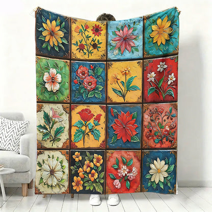 Blumari | Flanell Kuscheldecke mit Blumenmuster, waschbar, in 6 Größen