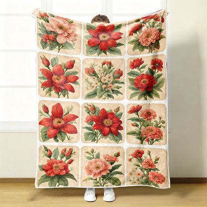 Blumari | Flanell Kuscheldecke mit Blumenmuster, waschbar, in 6 Größen