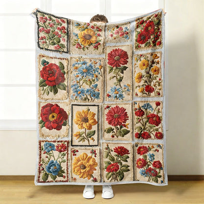 Blumari | Flanell Kuscheldecke mit Blumenmuster, waschbar, in 6 Größen
