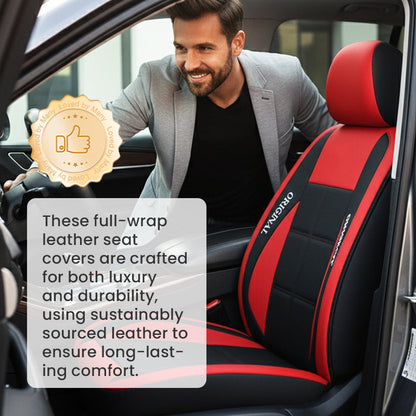 Sitrano | PU Leather Car Seat Covers for Front Seats, Set of 2, Universal Fit