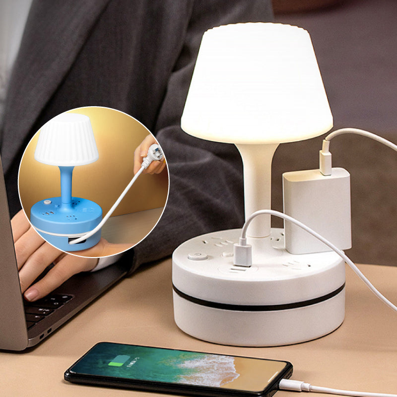 Lumessa | Nachttischlampe mit Steckdosen, USB und USB-C Ladeanschluss