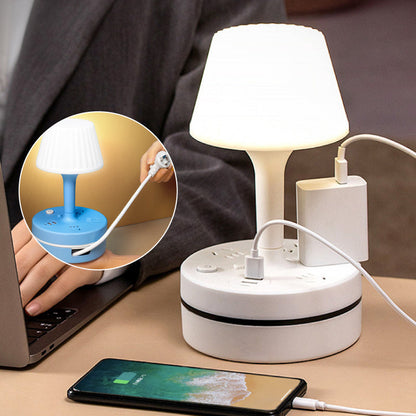 Lumessa | Nachttischlampe mit Steckdosen, USB und USB-C Ladeanschluss