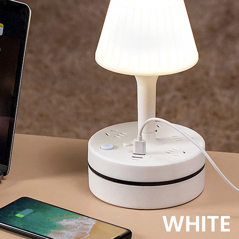 Lumessa | Nachttischlampe mit Steckdosen, USB und USB-C Ladeanschluss