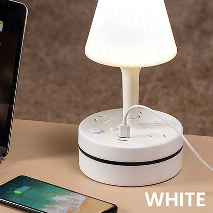 Lumessa | Nachttischlampe mit Steckdosen, USB und USB-C Ladeanschluss