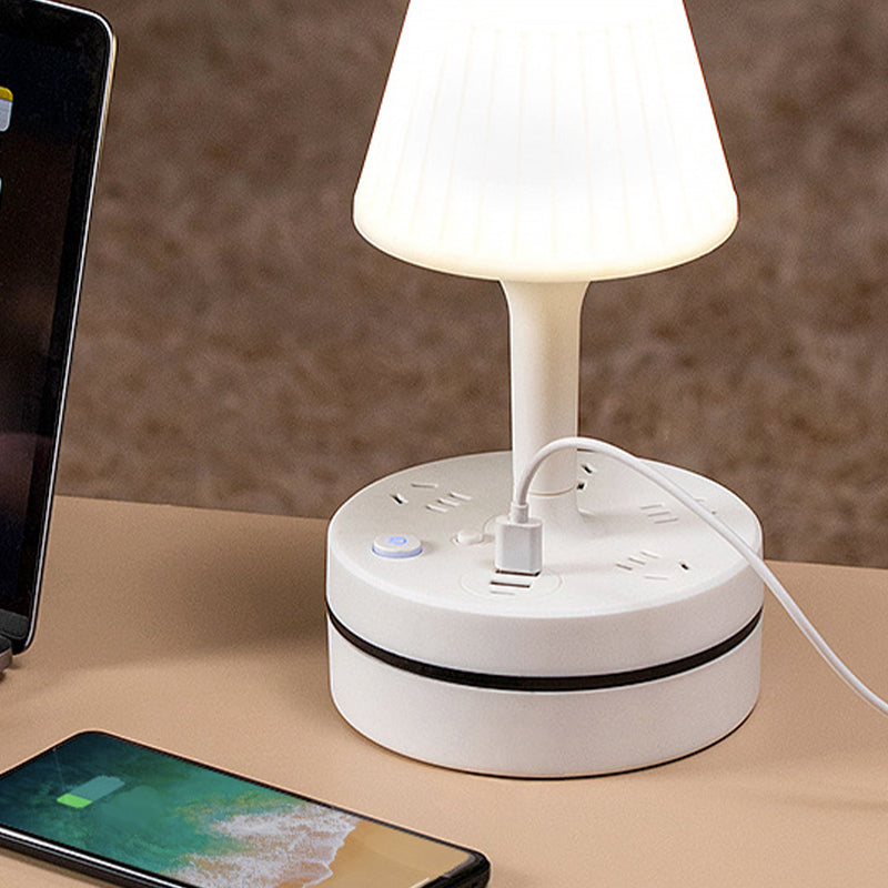 Lumessa | Nachttischlampe mit Steckdosen, USB und USB-C Ladeanschluss