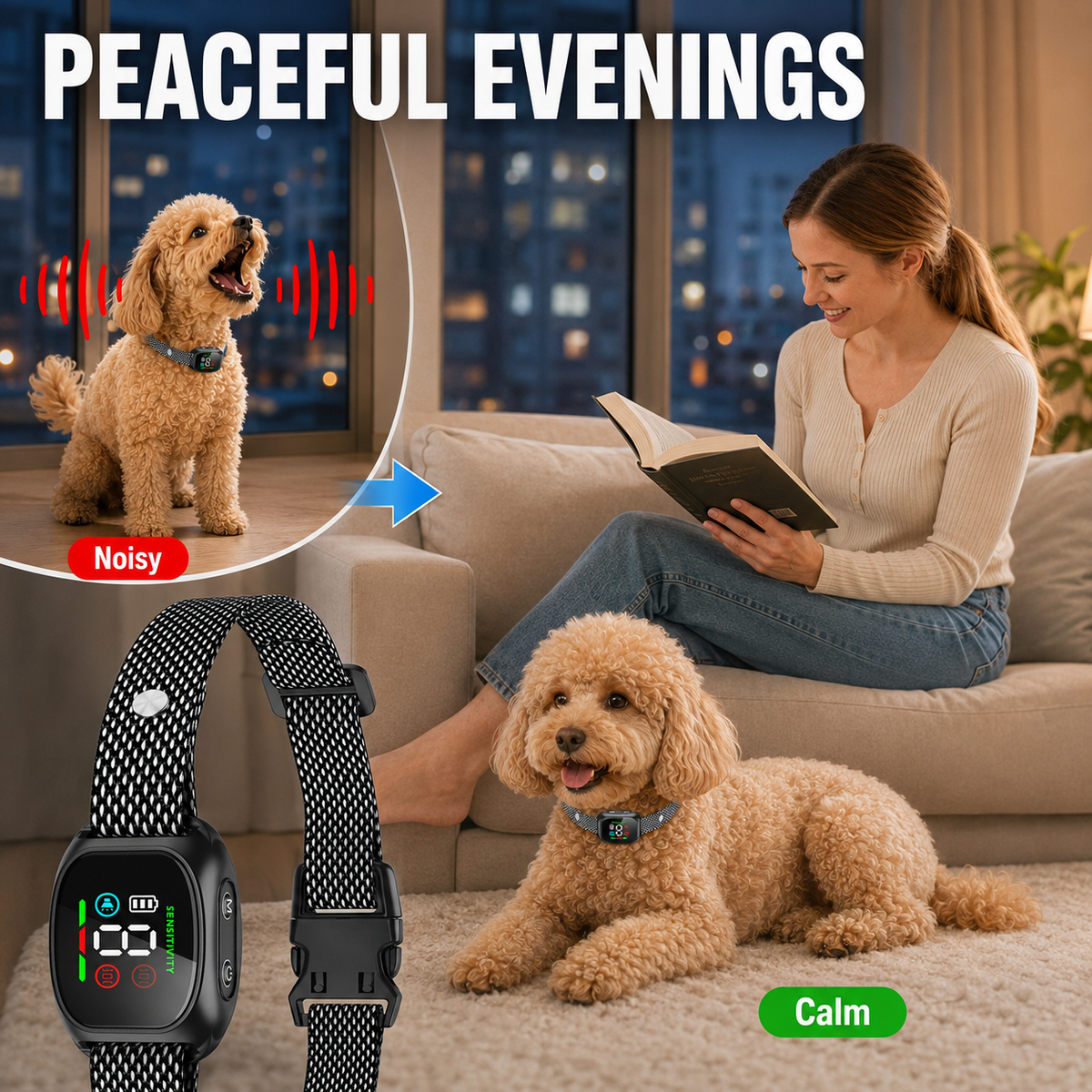 Ruvano | Collar antiladridos con vibración y sonido, sin corriente, IP67