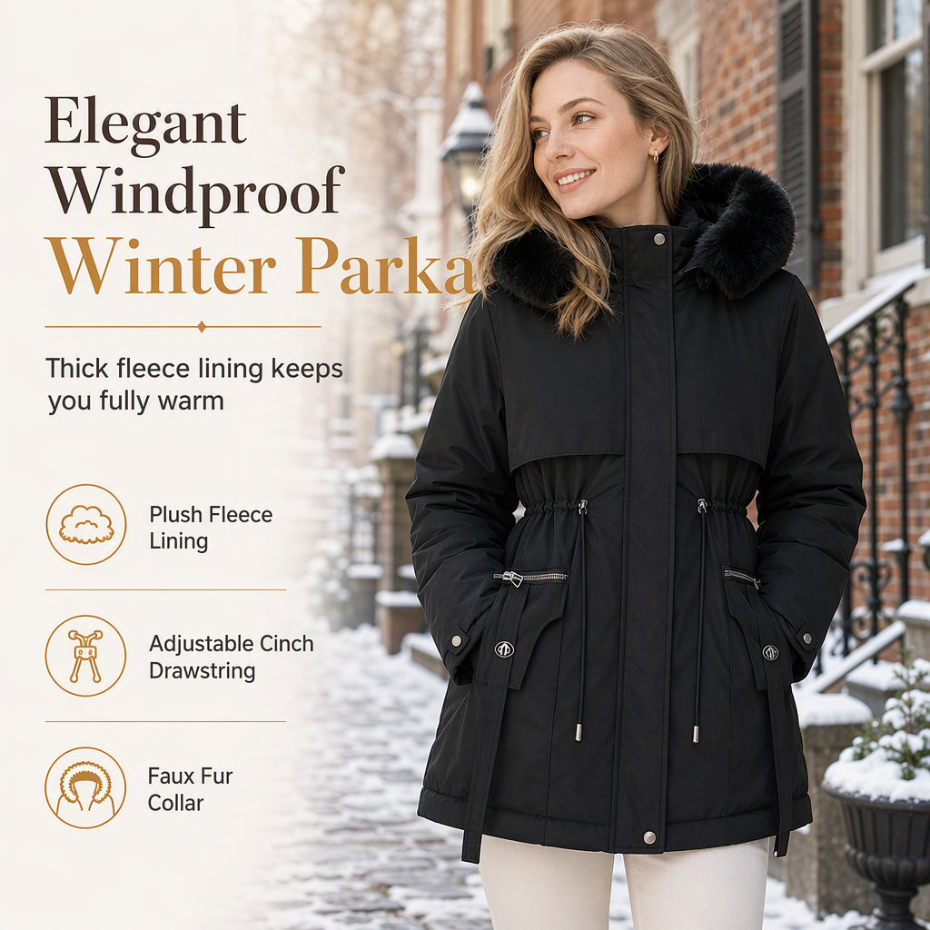 Parvella | Damen-Winterparka mit Kunstfell, wattiert und winddicht