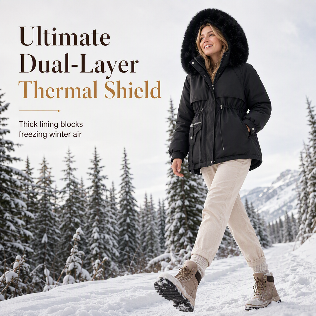 Parvella | Damen-Winterparka mit Kunstfell, wattiert und winddicht