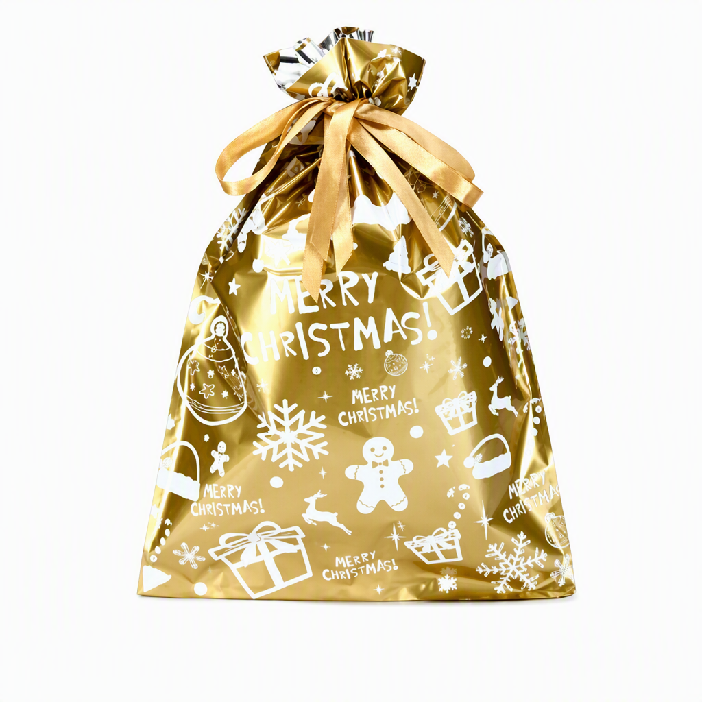 Bonbela | Sacchetti regalo natalizi con coulisse, confezione da 10, 24 × 32 cm
