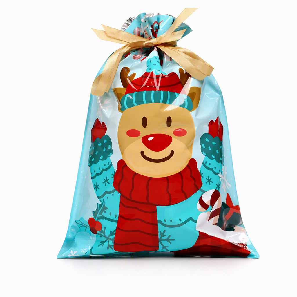 Bonbela | Sacchetti regalo natalizi con coulisse, confezione da 10, 24 × 32 cm