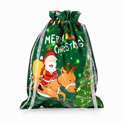 Bonbela | Sacchetti regalo natalizi con coulisse, confezione da 10, 24 × 32 cm