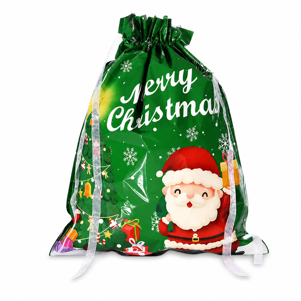 Bonbela | Sacchetti regalo natalizi con coulisse, confezione da 10, 24 × 32 cm