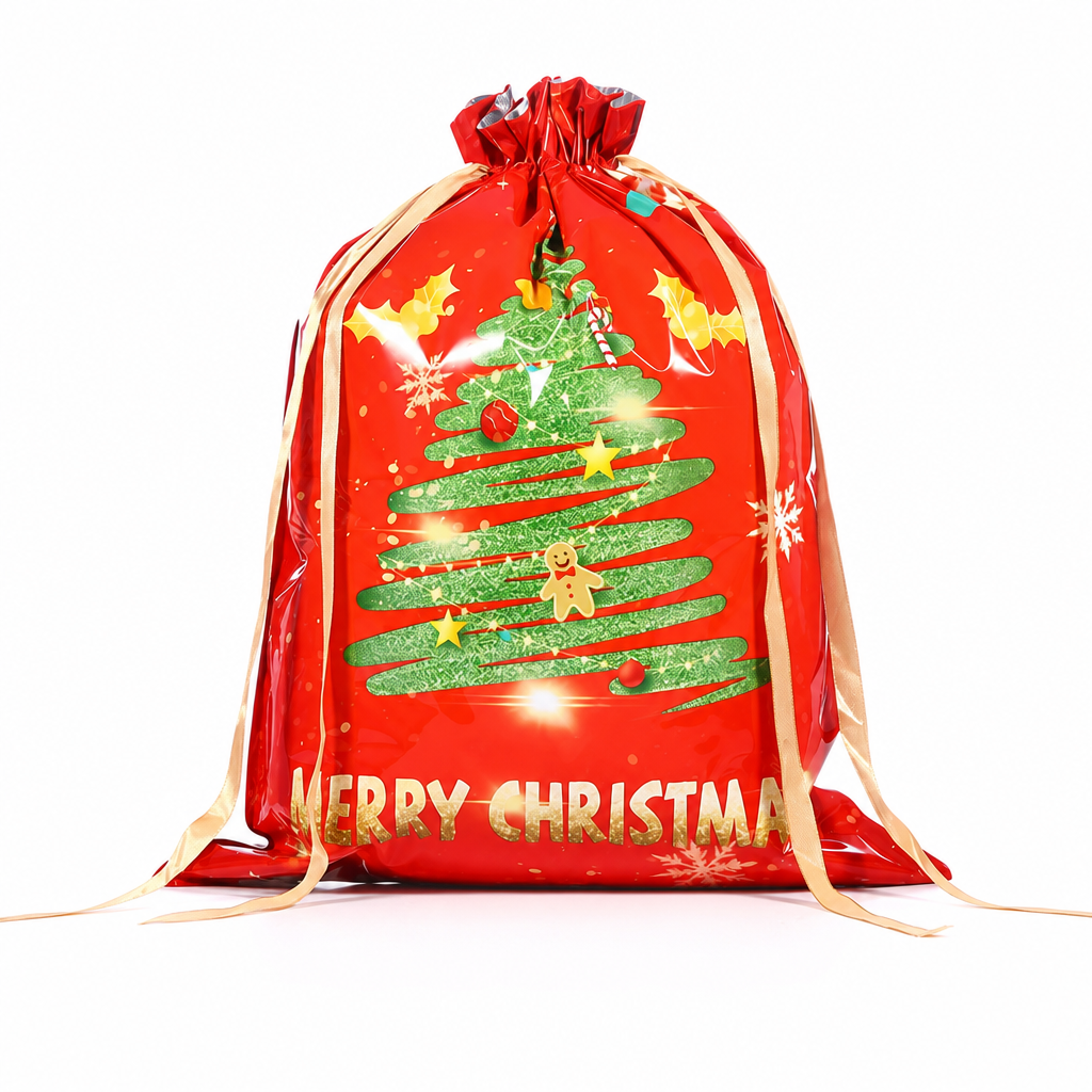 Bonbela | Sacchetti regalo natalizi con coulisse, confezione da 10, 24 × 32 cm