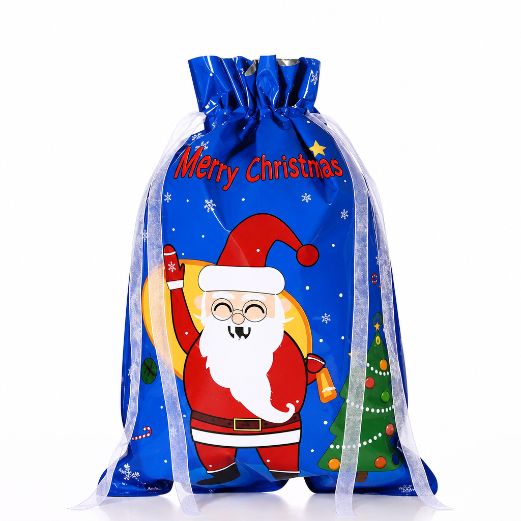 Bonbela | Sacchetti regalo natalizi con coulisse, confezione da 10, 24 × 32 cm