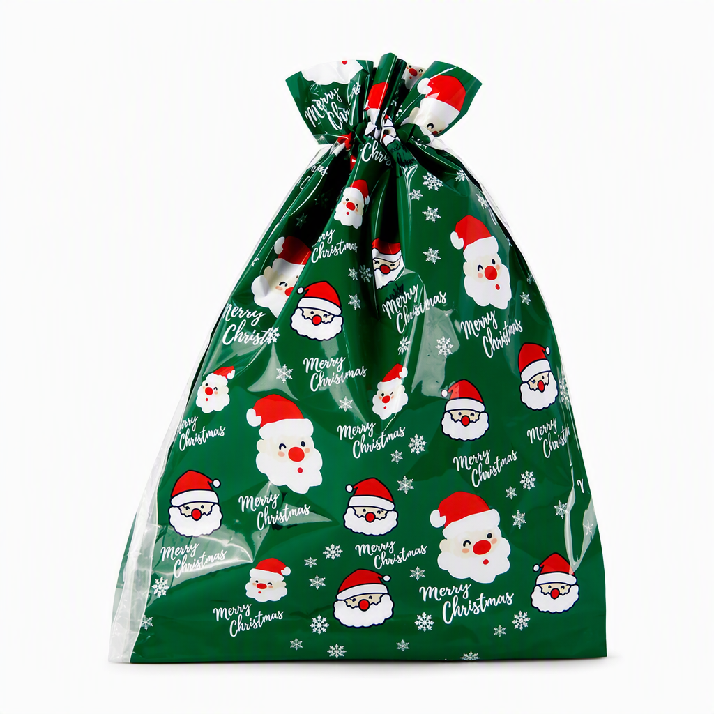Bonbela | Sacchetti regalo natalizi con coulisse, confezione da 10, 24 × 32 cm