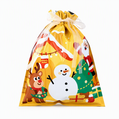Bonbela | Sacchetti regalo natalizi con coulisse, confezione da 10, 24 × 32 cm
