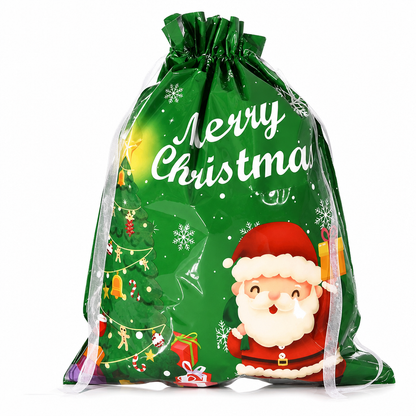 Bonbela | Sacchetti regalo natalizi con coulisse, confezione da 10, 24 × 32 cm