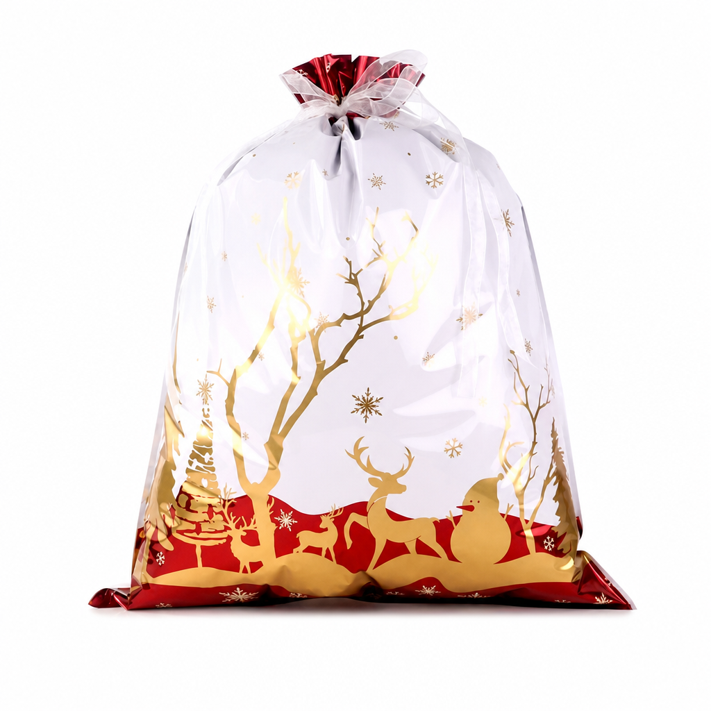 Bonbela | Sacchetti regalo natalizi con coulisse, confezione da 10, 24 × 32 cm