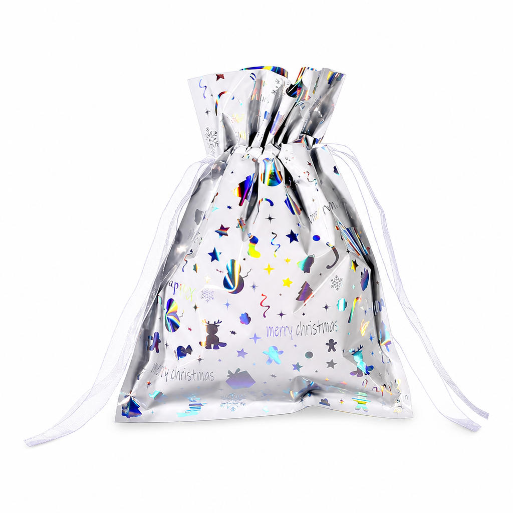 Bonbela | Sacchetti regalo natalizi con coulisse, confezione da 10, 24 × 32 cm