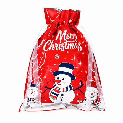 Bonbela | Sacchetti regalo natalizi con coulisse, confezione da 10, 24 × 32 cm