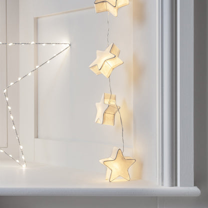 Papyra | LED Lichterkette mit Papiersternen, Herzen oder Tannenbäumen