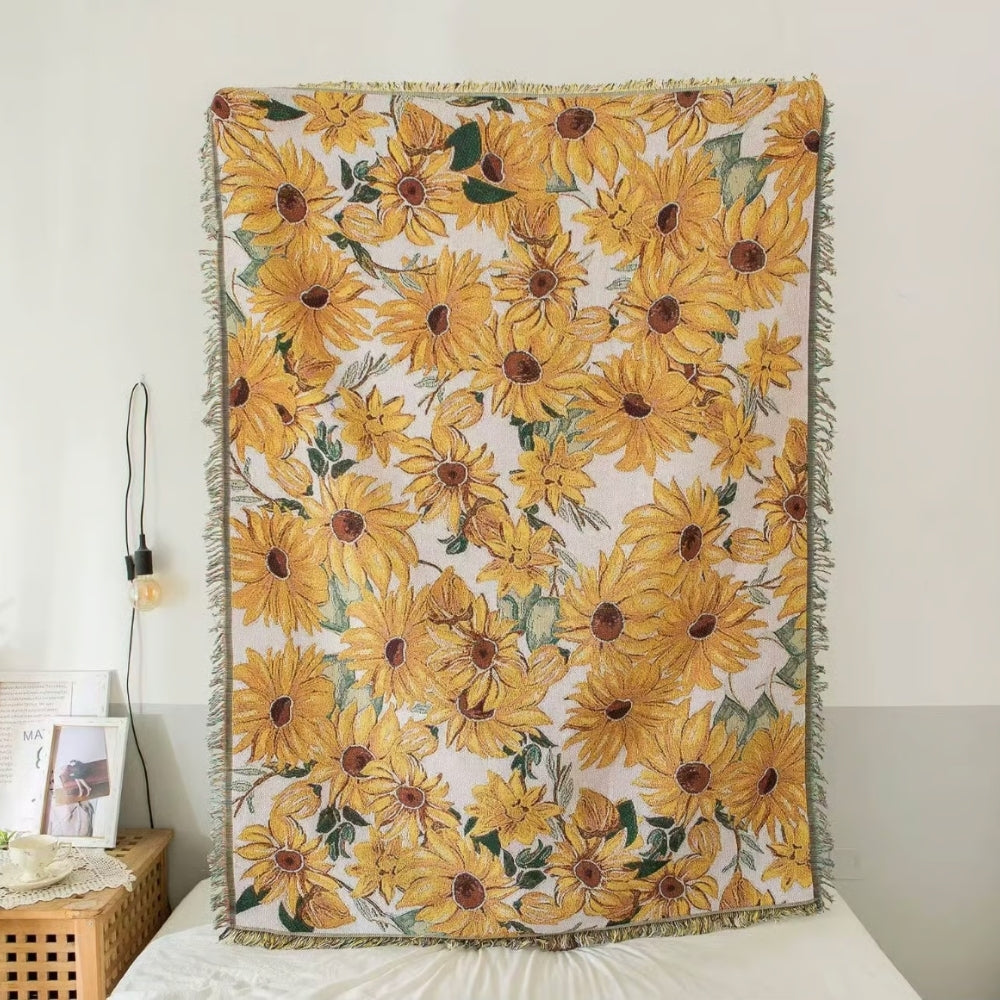 Coperta da picnic con fiori | Outdoor & Spiaggia | 180x130 cm | Misto microfibra