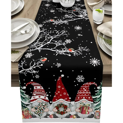 Flockina | Linen Table Runner with Snowflake Pattern, 3 Lengths