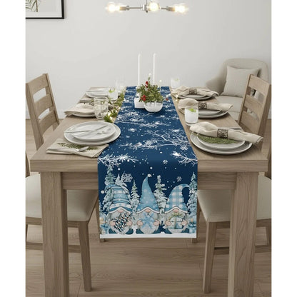 Flockina | Linen Table Runner with Snowflake Pattern, 3 Lengths