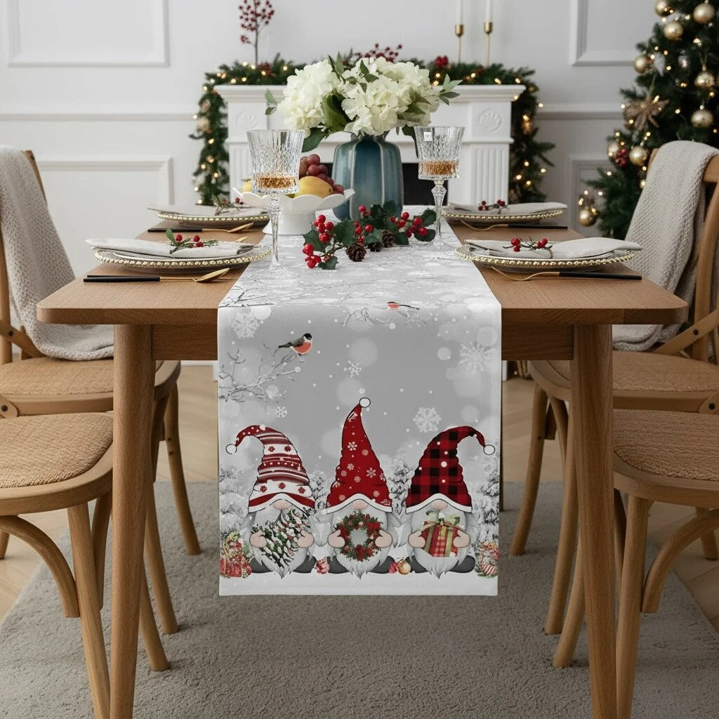 Flockina | Linen Table Runner with Snowflake Pattern, 3 Lengths