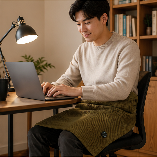 Wafelia | manta eléctrica USB con textura de gofre y botón de encendido LED