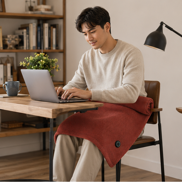 Wafelia | manta eléctrica USB con textura de gofre y botón de encendido LED