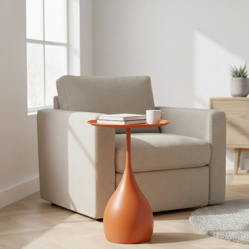 Ariessa Lumo | Mobile Runde Beistelltisch im leicht-luxuriösen Design für Sofa & Bett