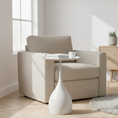 Ariessa Lumo | Mobile Runde Beistelltisch im leicht-luxuriösen Design für Sofa & Bett