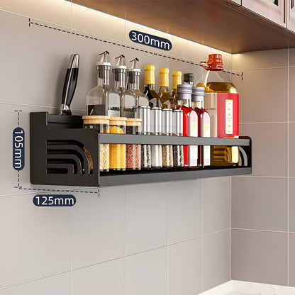 Kuvaro | Estante de pared para cocina de acero inoxidable con ganchos y soporte para cuchillos