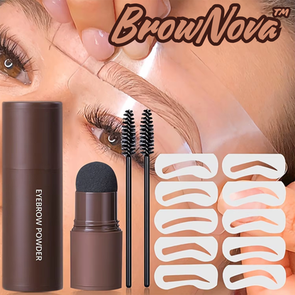 BrowNova | Kit de sellos para cejas con 10 plantillas y 2 pinceles