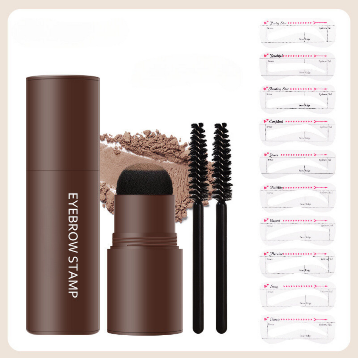 BrowNova | Kit de sellos para cejas con 10 plantillas y 2 pinceles