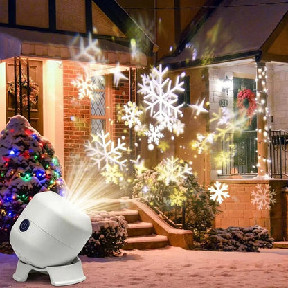 Flockira | Weihnachtsprojektor mit Schneeflocken, 360° rotierend, innen und außen