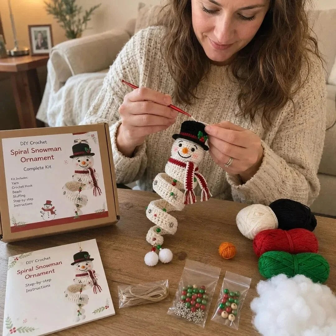 Crochiva | Crochet Christmas Decoration, DIY Kit for Spiral Ornaments with Hanging Loop