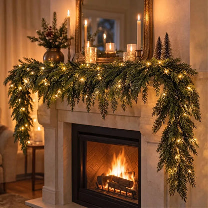 Tannova | Fir Garland with LED String Lights, 2.7 m, Made of PVC for Indoor Use
