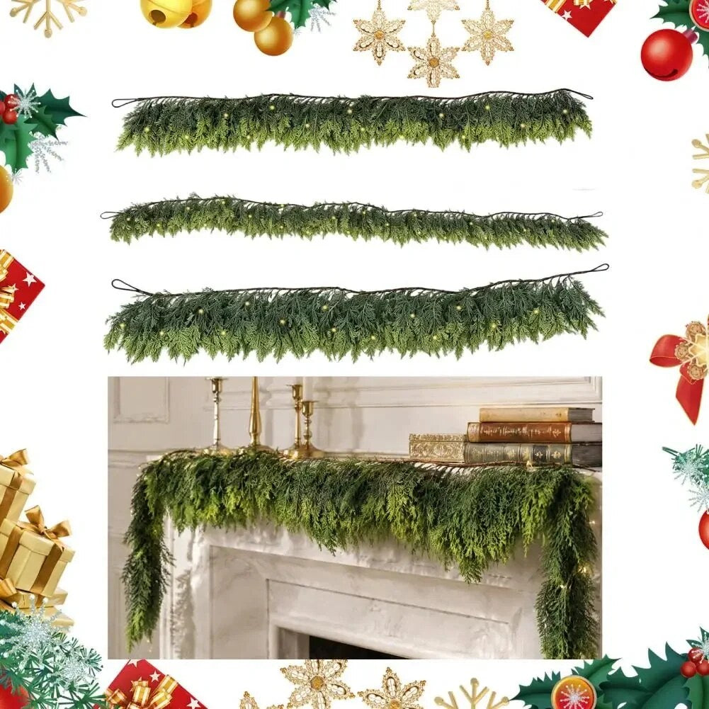Tannova | Fir Garland with LED String Lights, 2.7 m, Made of PVC for Indoor Use
