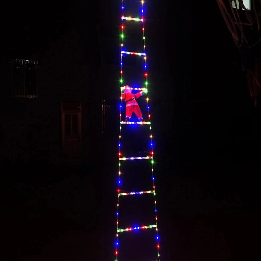 Klausio | Weihnachtsmann mit Leiter als Gartendeko für den Außenbereich