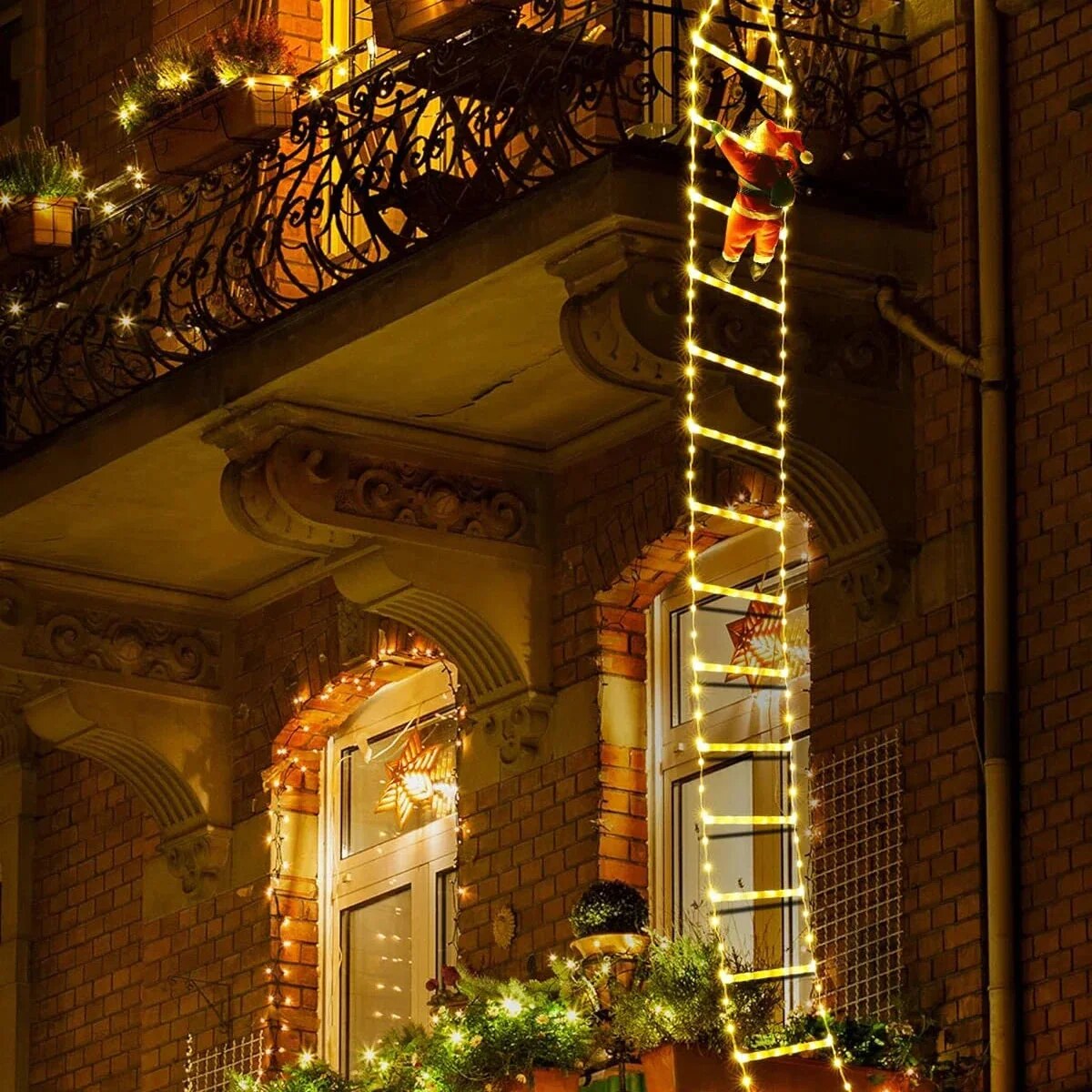 Klausio | Santa Climbing a Ladder, Outdoor Christmas Decoration for the Garden